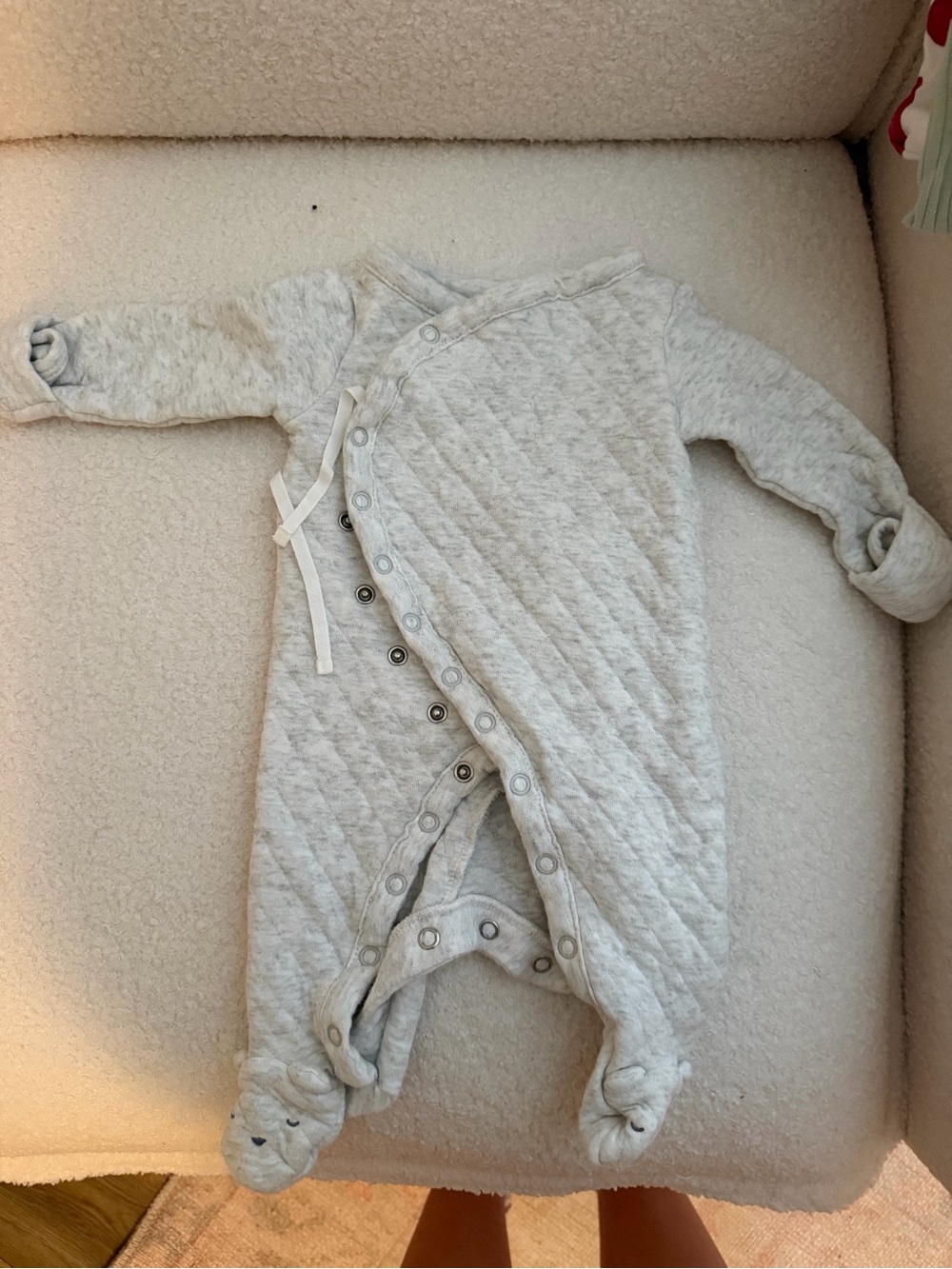 Carter's Quilted Light Heather Gray Footed One-Piece